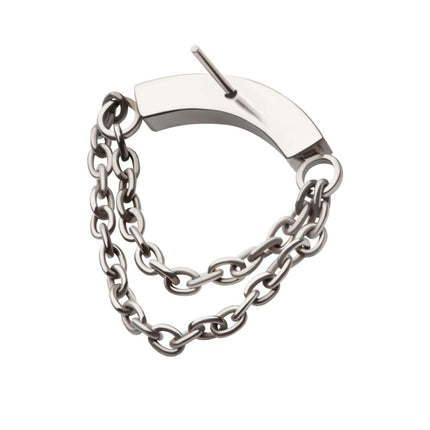 Invictus Titanium Threadless 5-Cluster Round AAA CZ Curved Bar Top with 2 Tier Dangle Chain