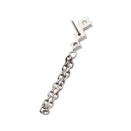 Invictus Titanium Threadless Triple Round AAA CZ Top with 2 Dangle Chains