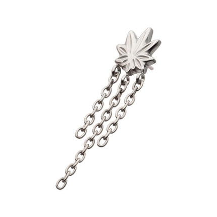 Invictus Titanium Threadless Pot Leaf Top with 3 Dangle Chains