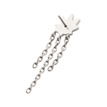 Invictus Titanium Threadless Pot Leaf Top with 3 Dangle Chains