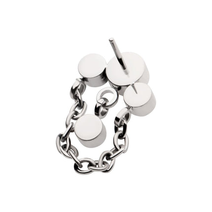 Invictus Titanium Threadless 3-Cluster Bezel Round CZ Top with Chain & Gem Dangles
