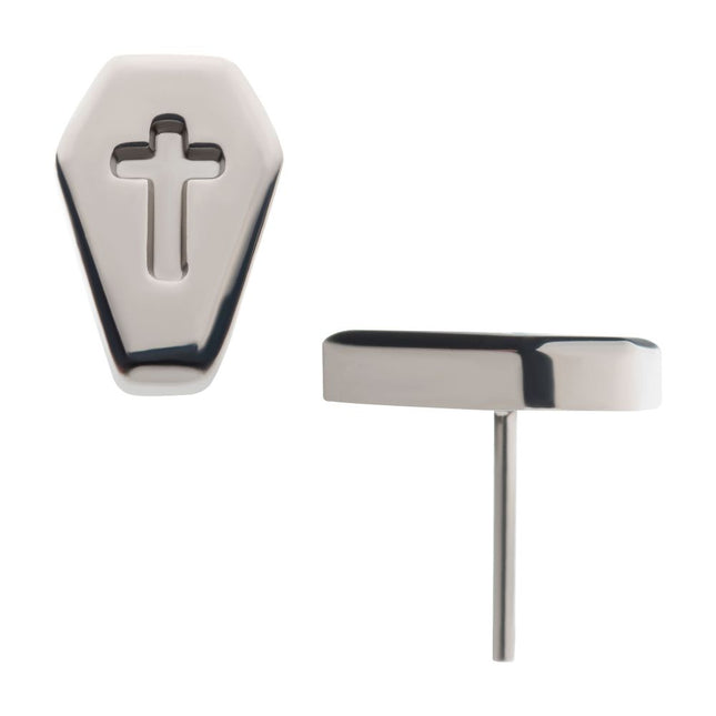 Invictus Titanium Threadless with Engraved Cross Coffin Top
