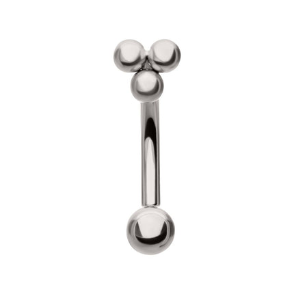 Invictus Titanium Tri-Bead Fixed Top with Threadless Bottom Curved Barbell