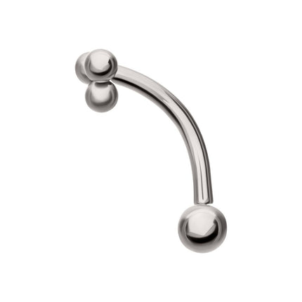Invictus Titanium Tri-Bead Fixed Top with Threadless Bottom Curved Barbell