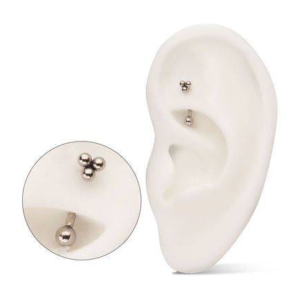 Invictus Titanium Tri-Bead Fixed Top with Threadless Bottom Curved Barbell