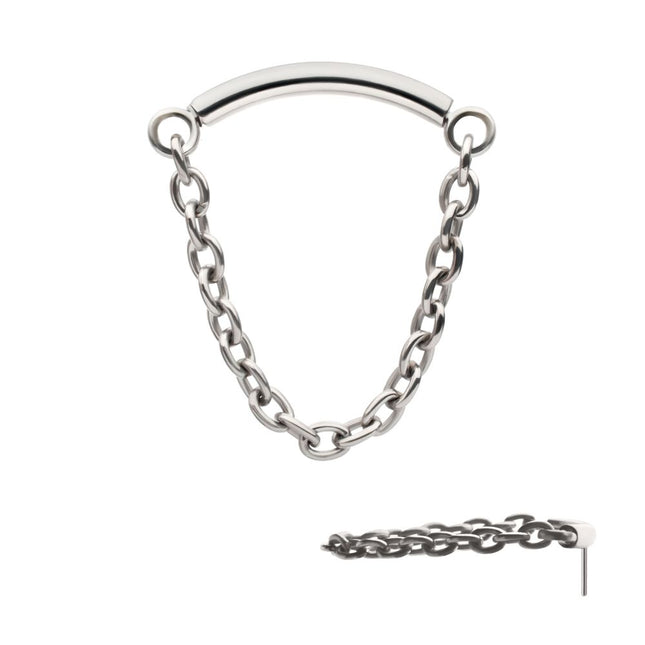 Invictus Titanium Threadless Dangle Chain Curved Bar Top