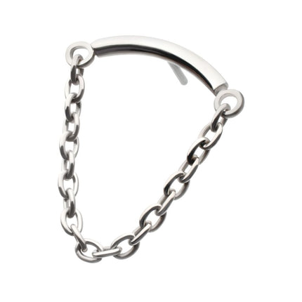 Invictus Titanium Threadless Dangle Chain Curved Bar Top
