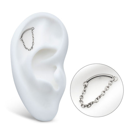 Invictus Titanium Threadless Dangle Chain Curved Bar Top