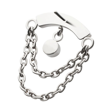 Invictus Titanium Threadless 2-Tier Dangle Chain Clustered CZ Curved Bar Top with Bezel Round CZ