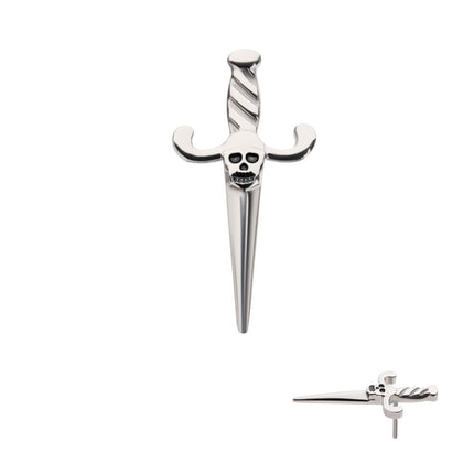 Invictus Titanium Threadless Dagger with Black Enamel Skull Top