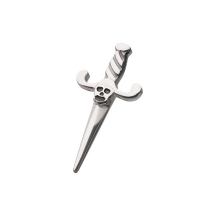 Invictus Titanium Threadless Dagger with Black Enamel Skull Top