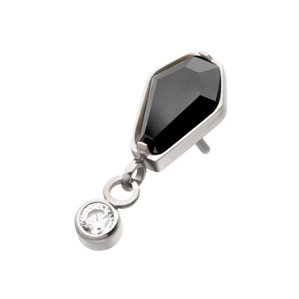 Invictus Titanium Threadless Dangle Bezel Round & Coffin CZ Top