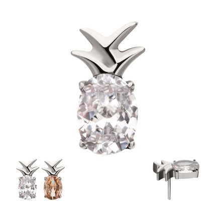Invictus Titanium Threadless Prong Set Gem Pineapple Top