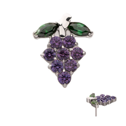 Invictus Titanium Threadless Prong Set Gem Grape Top