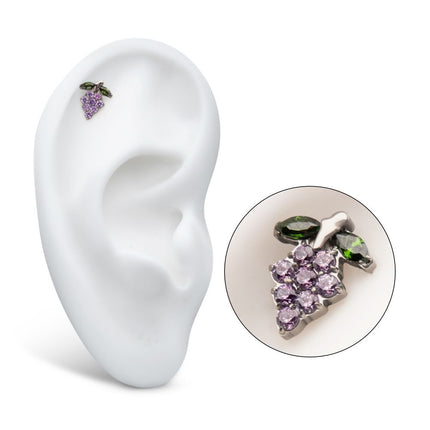 Invictus Titanium Threadless Prong Set Gem Grape Top