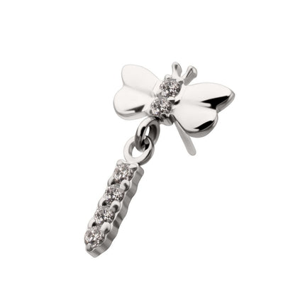 Invictus Titanium Threadless Dragonfly Top with Prong Set 4-Gem Dangle