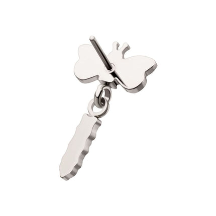 Invictus Titanium Threadless Dragonfly Top with Prong Set 4-Gem Dangle