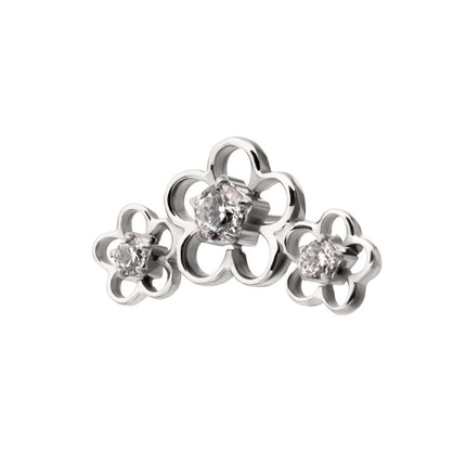 Invictus Titanium Threadless Triple Cut Out Cherry Blossom Flower Top with Prong Set Gem
