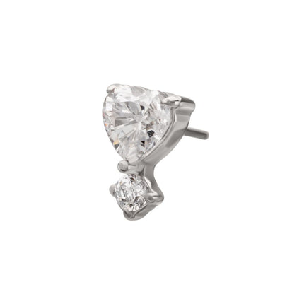 Invictus Titanium Threadless Prong Set Heart Top with Clear Round Gem