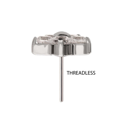 Invictus Titanium Threadless Prong Set Gem 5-Petal Flower Top