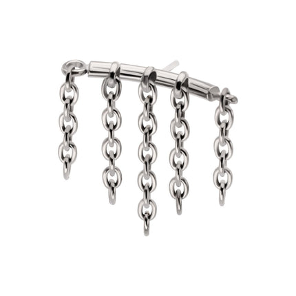 Invictus Titanium Threadless Vertical Helix Curved Bar Top with 5-Chain Dangle