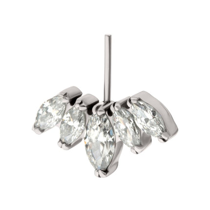 Invictus Titanium Threadless Vertical Helix V-Prong Marquise Fan 5-Cluster Top