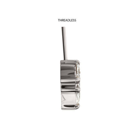 Invictus Titanium Threadless Vertical Helix V-Prong Marquise Fan 5-Cluster Top