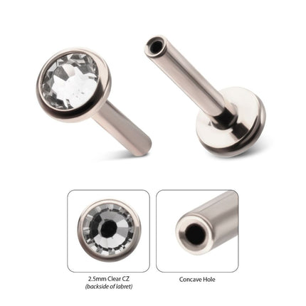 Invictus Titanium Threadless 3mm Bezel  Gem Back Duality Labret (Base Only)