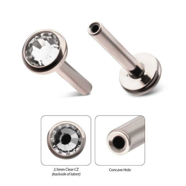Invictus Titanium Threadless 3mm Bezel  Gem Back Duality Labret (Base Only)