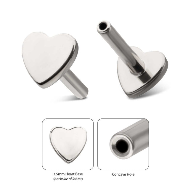 Invictus Titanium Threadless Heart Back Duality Labret (Base Only)