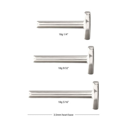 Invictus Titanium Threadless Heart Back Duality Labret (Base Only)