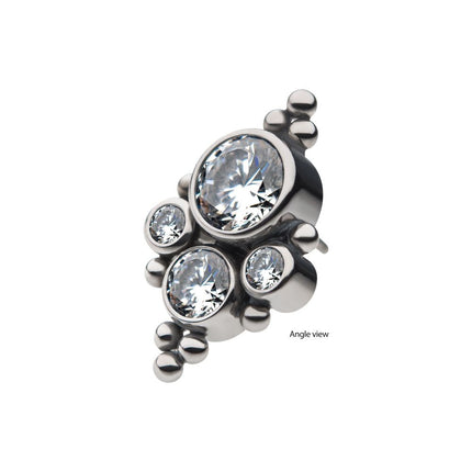Invictus Titanium Threadless with 10 Beads & 4 Bezel Set AAA CZ/Swarovski Zirconia Top