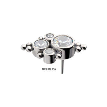 Invictus Titanium Threadless with 10 Beads & 4 Bezel Set AAA CZ/Swarovski Zirconia Top