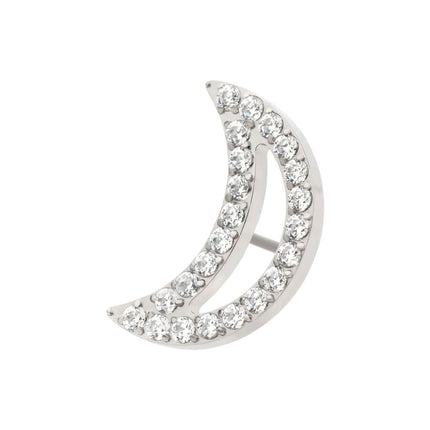 Invictus Titanium Threadless Cut Out Crescent Moon Top with Pave Set Clustered CZ