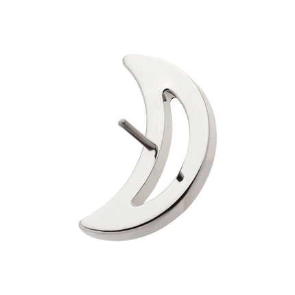 Invictus Titanium Threadless Cut Out Crescent Moon Top with Pave Set Clustered CZ