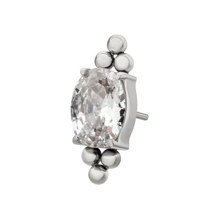 Invictus Titanium Threadless "Nova Oval" Prong Set Gem Top