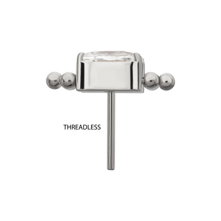 Invictus Titanium Threadless "Nova Oval" Prong Set Gem Top