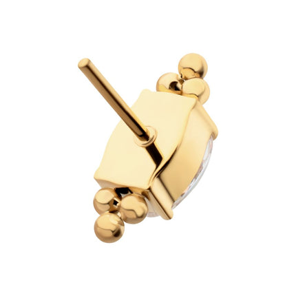 Invictus 24Kt Gold PVD Titanium Threadless "Nova Oval" Prong Set Gem Top