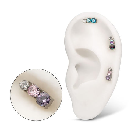 Invictus Titanium Threadless "Radiant Arc" Prong Set Gem Top