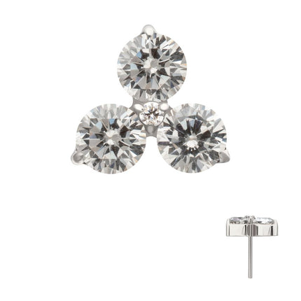 Invictus Titanium Threadless Trinity Prong Set Gem Top