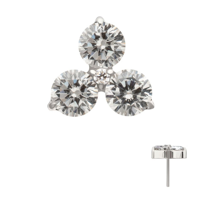 Invictus Titanium Threadless Trinity Prong Set Gem Top