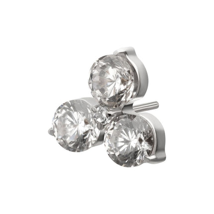 Invictus Titanium Threadless Trinity Prong Set Gem Top