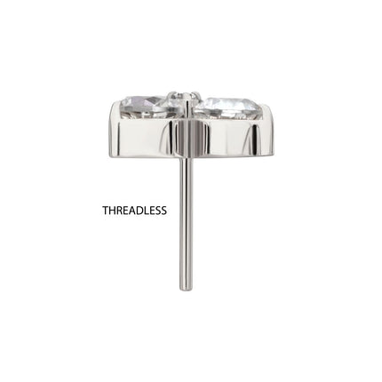 Invictus Titanium Threadless Trinity Prong Set Gem Top