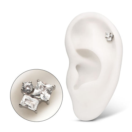 Invictus Titanium Threadless “Lustre Cluster” Prong Set Gem Top