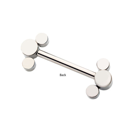 Invictus Titanium with One Side Fixed & One Side Threadless Nipple Barbell with Bezel Set CZ 3-Cluster Ends