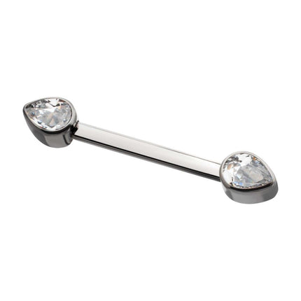 Invictus Titanium Bezel Set Teardrop Gem End Nipple Barbell (One Side Fixed, One Side Threadless) | Sold by piece