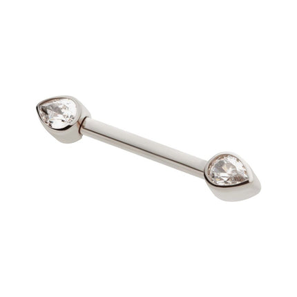Invictus Titanium Threadless Bezel Teardrop CZ Nipple Barbell | Sold by piece