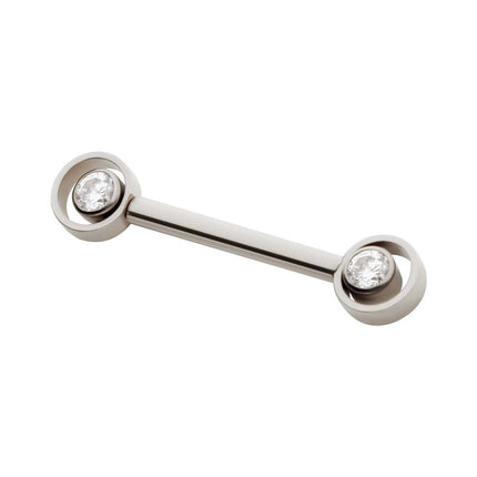 Invictus Titanium Threadless Bezel Round CZ Orbit Nipple Barbell | Sold by piece