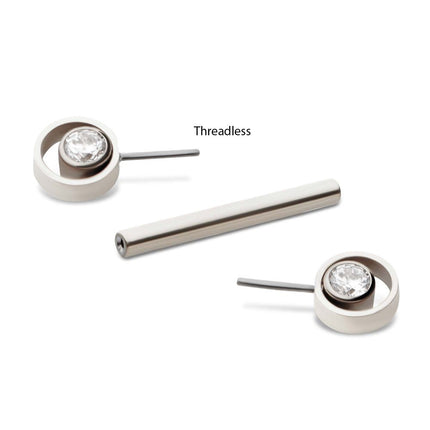 Invictus Titanium Threadless Bezel Round CZ Orbit Nipple Barbell | Sold by piece
