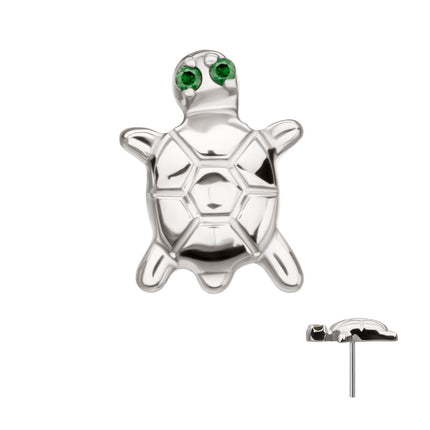 Invictus Titanium Threadless Turtle Top with Prong Set CZ Gem Eyes